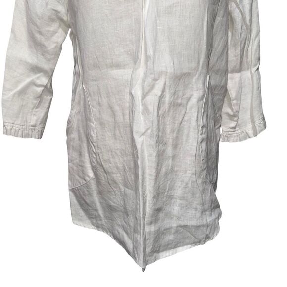 Cynthia Rowley Crisp Solid White Blouse 3/4 Quarter Sleeve 100% Linen V Neck M - Picture 7 of 10